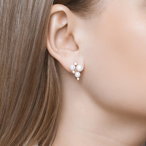 Серьги золотые пробы 585 с жемчугом (Арт.792122)