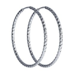 Серьги конго из серебра с алмазной гранью (Арт.94140031)
