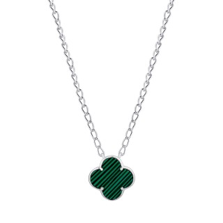 Ожерелье серебряное с малахитом «Lucky Clover» Fresh Jewelry (арт.TC-N02028-X-W-Mal-X-X)