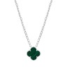 Ожерелье серебряное с малахитом «Lucky Clover» Fresh Jewelry (арт.TC-N02028-X-W-Mal-X-X)