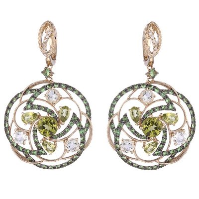 Серьги из золота с бриллиантом и празиолитом (Арт.er-32888_sr_ga_pd_tv_yg)