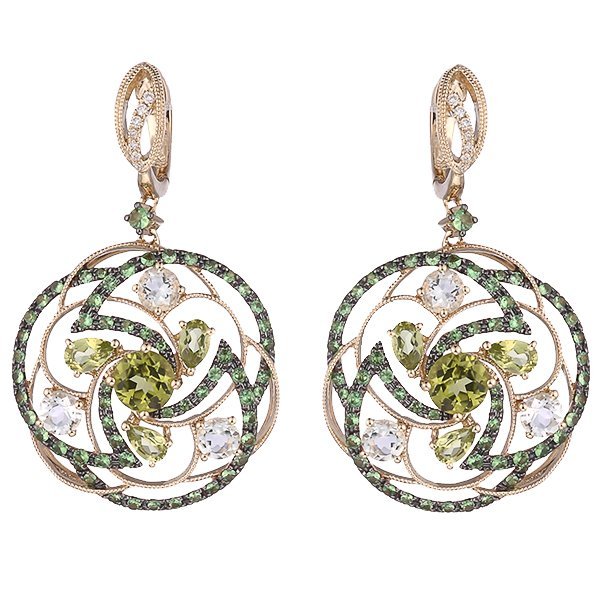 Серьги из золота с бриллиантом и празиолитом (Арт.er-32888_sr_ga_pd_tv_yg)