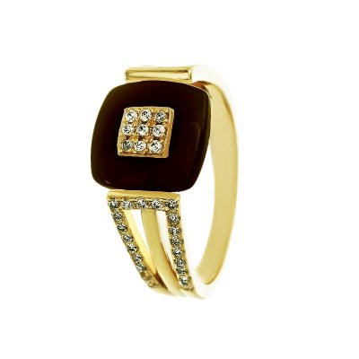 Кольцо из серебра с керамикой и куб. цирконием (Арт.tc-r00263-br-l-x-x-w)