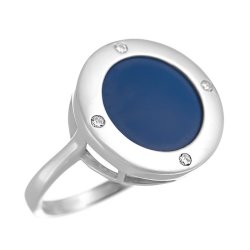 Кольцо из серебра с керамикой и куб. цирконием (Арт.tm-r01066-vl-w-x-x-w)