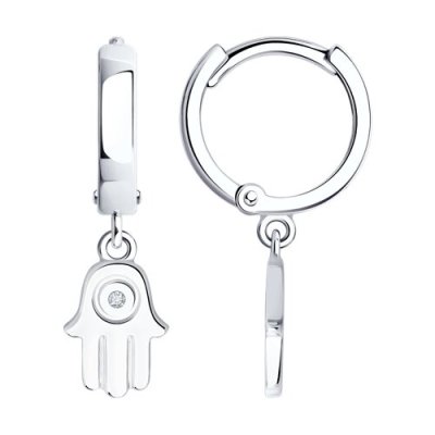 Серьги из серебра с бриллиантами «Рука Защиты» Соколов (арт.87020103)