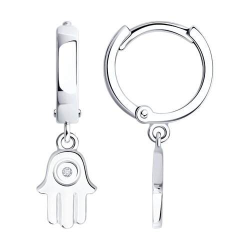 Серьги из серебра с бриллиантами «Рука Защиты» Соколов (арт.87020103)