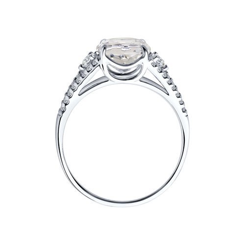 Кольцо из серебра с горным хрусталем и фианитами (Арт.92011747)