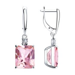 Серьги из серебра с ситаллом и фианитами (Арт.92021426)
