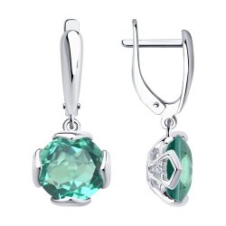 Серьги из серебра с кварцем и фианитами (Арт.92022047)