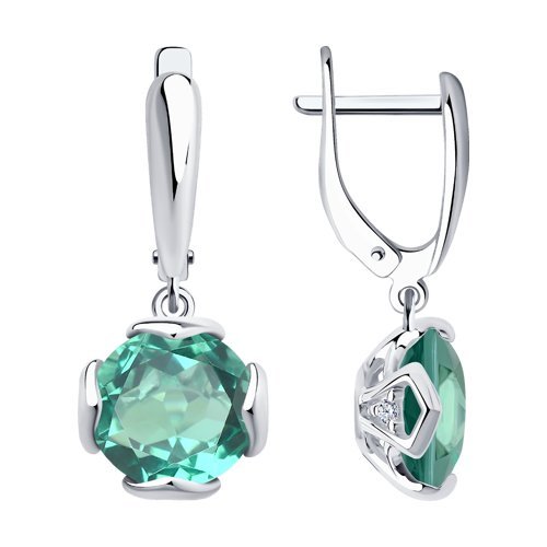 Серьги из серебра с кварцем и фианитами (Арт.92022047)