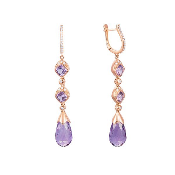 Серьги из золота с аметистом и бриллиантом (Арт.n0121p10d-am502_pinkdwam_sr_am_pink)