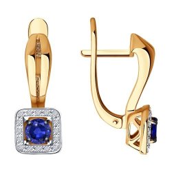 Серьги из золота с бриллиантами и сапфирами (Арт.2020897)