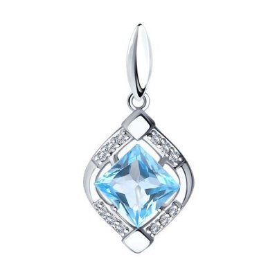 Кулон серебряный с топазом и фианитами «Ледяная Вуаль» SOKOLOV (арт.92030354)