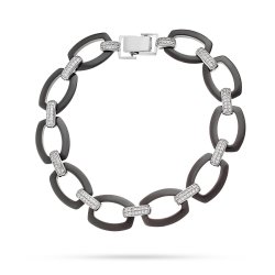Браслет из серебра с керамикой и фианитом (Арт.tc-b00120-b-w-x-x-w)
