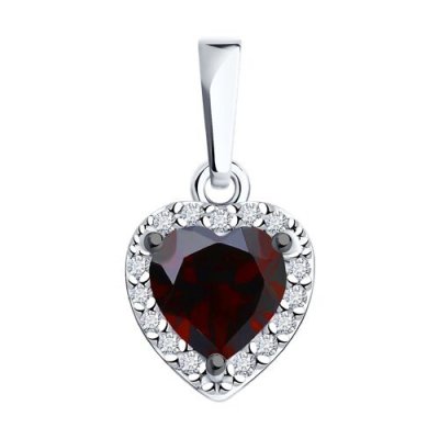 Подвеска из серебра с гранатом и фианитами (Арт.92030780)