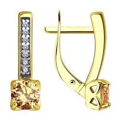 Серьги из золочёного серебра с фианитами (Арт.93-120-01712-3)