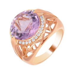 Кольцо из золота с аметистом и бриллиантом (Арт.r33186-19_ko_am_pink)