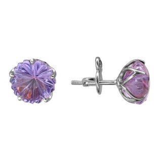 Серьги серебряные с аметистом «Цветок зари» Estet (арт.01С3513657-1)