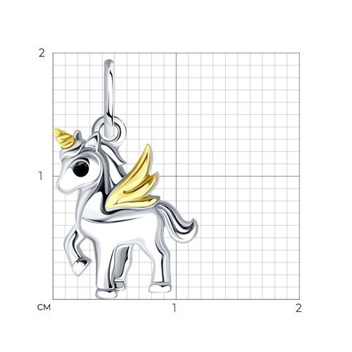 Подвеска из золочёного серебра с фианитом (Арт.94033346)