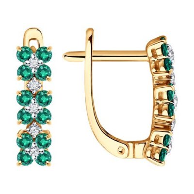 Серьги из золота с бриллиантами и изумрудами (Арт.3020591)