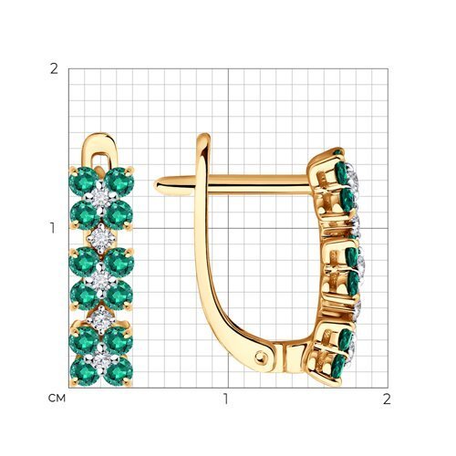 Серьги из золота с бриллиантами и изумрудами (Арт.3020591)