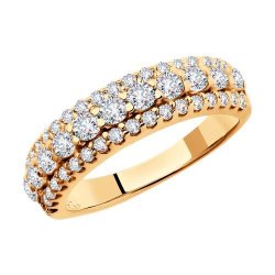 Кольцо из золочёного серебра с фианитами (Арт.93010402)