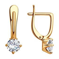 Серьги из золочёного серебра с фианитами (Арт.93020907)