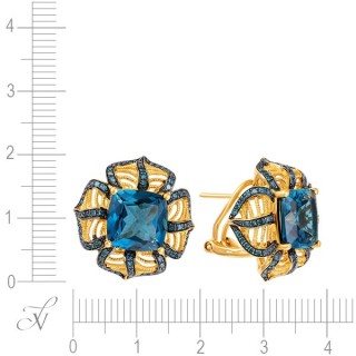 Серьги золото с бриллиантами и лондонским топазом «Морская Феерия» MyJewels (арт.WE00963K-2_SR_DL_LT_YG)