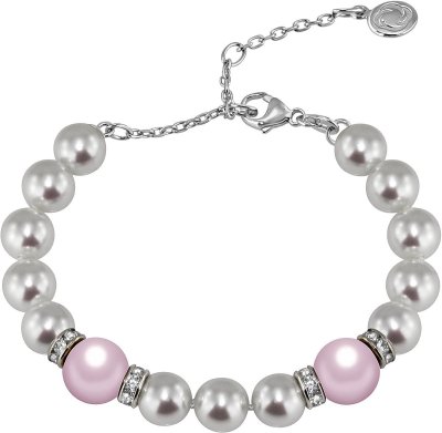 Браслет из серебра с жемчугом и куб. цирконием (Арт.102b-sr5-1-16)