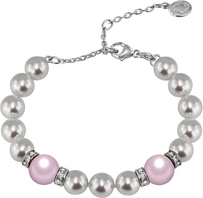 Браслет из серебра с жемчугом и куб. цирконием (Арт.102b-sr5-1-16)