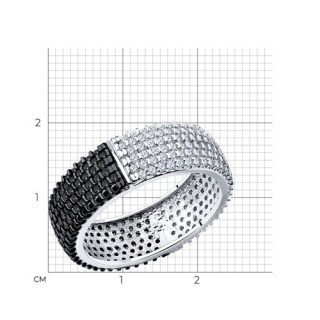 Кольцо из серебра с фианитами «Контрастный блеск» Соколов (арт.94-110-01761-1)