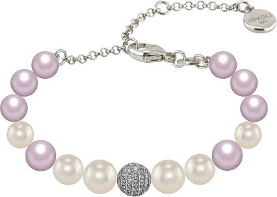 Браслет из серебра с жемчугом и куб. цирконием (Арт.1b-sk-2-16)