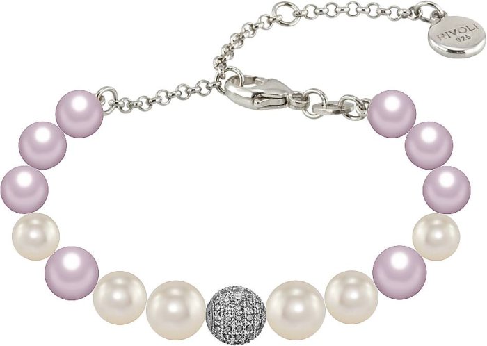 Браслет из серебра с жемчугом и куб. цирконием (Арт.1b-sk-2-16)