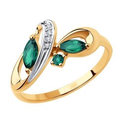 Кольцо из золота с бриллиантами и изумрудами (Арт.51-210-00543-2)