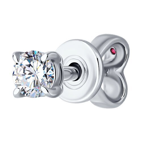 Серьга из белого золота с рубином и бриллиантом выращенным (Арт.52-227-02488-1)