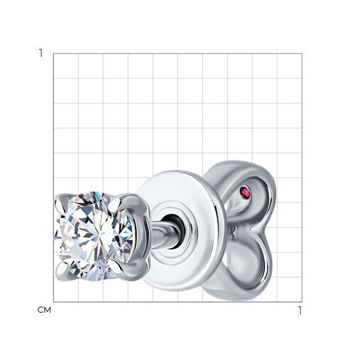 Серьга из белого золота с рубином и выращенным бриллиантом «Сияние сердца» SOKOLOV (арт.52227024881)