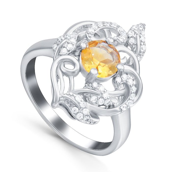 Кольцо Серебряные крылья (Арт.21knys1487-155_citrin_kubcirkonii_30)
