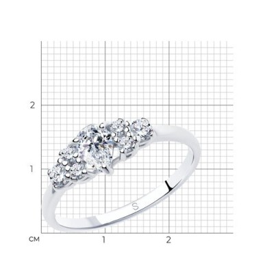 Кольцо из серебра с фианитами «Сверкающая капля» Соколов (арт.9401)