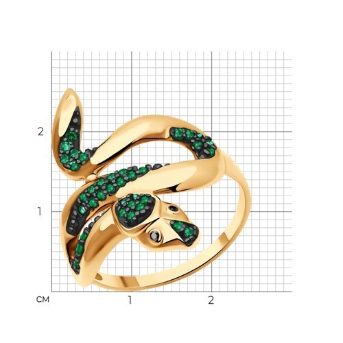 Кольцо «змейка» из золота с фианитами (Арт.017117)