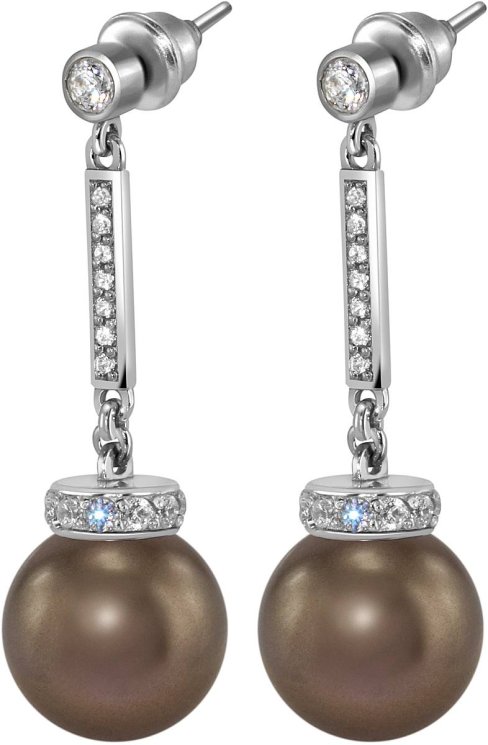 Серьги из серебра с жемчугом и кристаллом swarovski (Арт.abs-6-12-33-s)