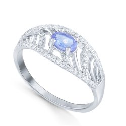 Кольцо Серебряные крылья (Арт.21knys2081-155_tanzanit_kubcirkonii_30)