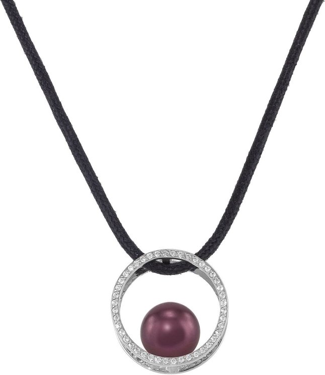 Кулон из серебра с жемчугом и кристаллом swarovski (Арт.ahp-1-10-18-s)