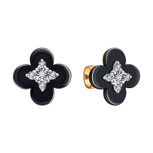 Серьги из комбинированного золота с бриллиантами и керамическими вставками (Арт.6025156)