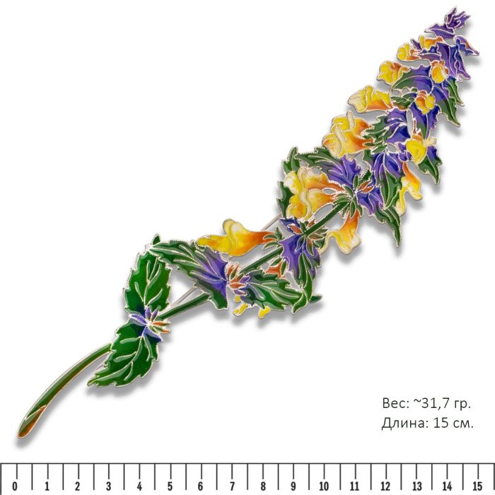 Брошь из серебра Т.Полякова "Иван да Марья" (Арт.41555)