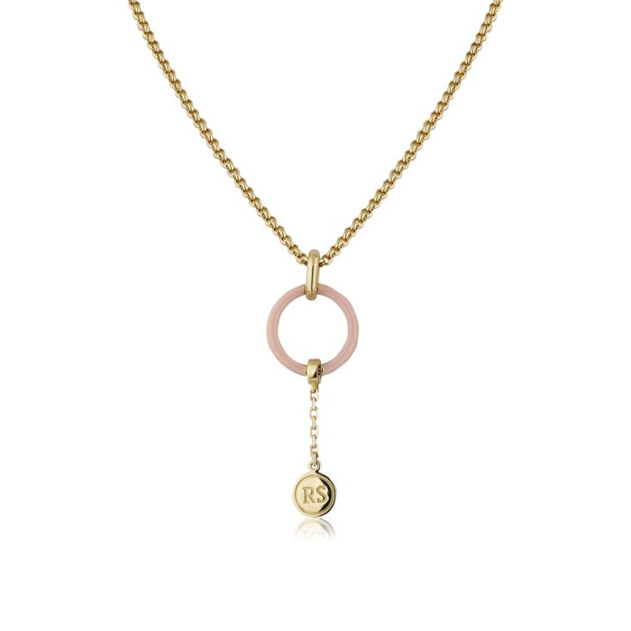 Ожерелье из золота с бриллиантом и кораллом Русские Самоцветы (Арт.95714)