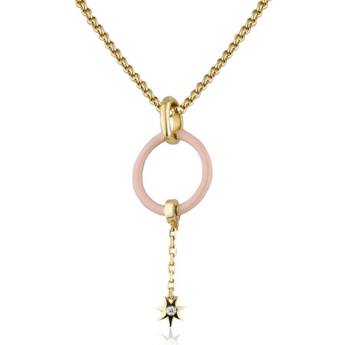 Ожерелье из золота с бриллиантом и кораллом Русские Самоцветы (Арт.95714)