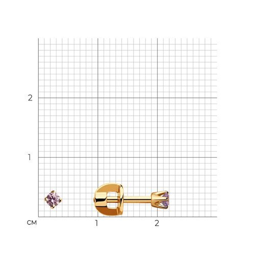 Серьги-пусеты из золота с розовыми фианитами (Арт.021941)