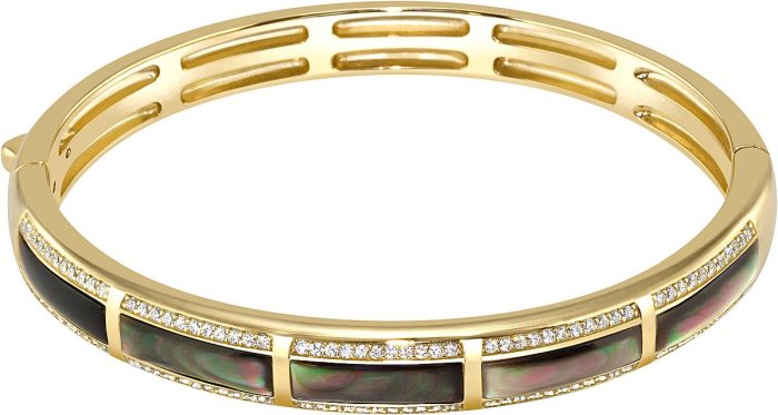 Браслет из серебра с жемчугом и куб. цирконием (Арт.fpo-b2-d-g)