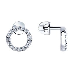 Серьги из серебра с фианитами (Арт.94023344)