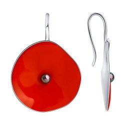 Серьги из серебра с жемчугом и эмалью (Арт.94024393)